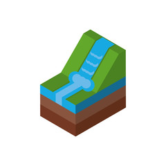 Isolated isometric waterfall vector design