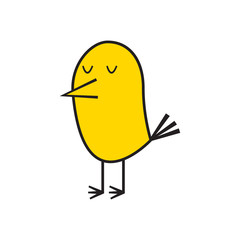 Cute bird icon. Outline silhouette. Vector illustration.