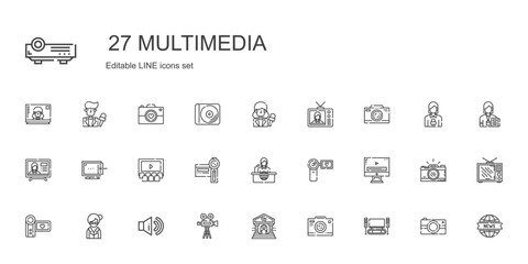 multimedia icons set - obrazy, fototapety, plakaty