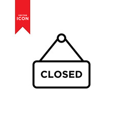 Closed sign icon vector. Simple design on white background.