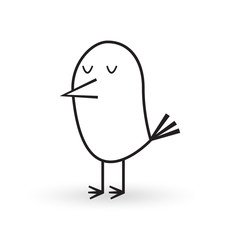 Cute bird icon. Outline silhouette. Vector illustration.