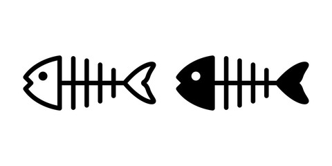 fish bone vector salmon icon tuna cartoon symbol illustration design