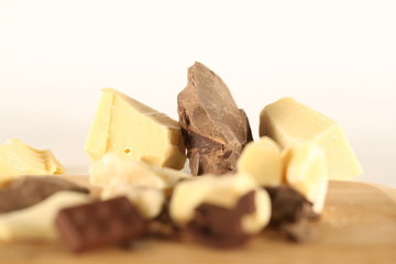 cocoa butter and chocolate are on the table
