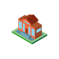 Isometric orange city building vector design