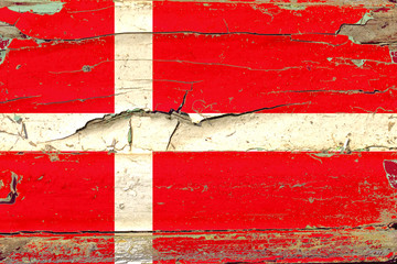 3D Flag of Denmark on wood