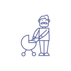 Father with baby stroller vector design