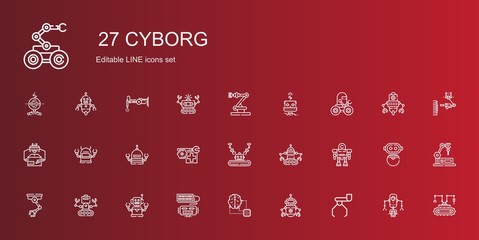 cyborg icons set