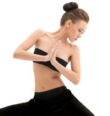 Fototapeta premium Yoga. Image of beautiful instructor doing asana