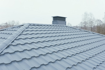 Corrugated metal roof and metal roofing. Modern roof made of met