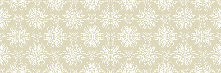 Naklejka na ściany i meble Floral seamless pattern. White design on long olive green background