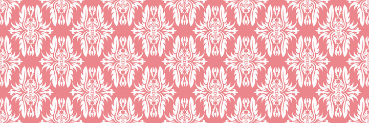 Fototapeta na wymiar Floral seamless pattern. White design on long pink background