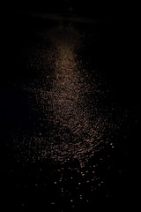Fototapeta na wymiar Golden light glow texture as an abstract black background.