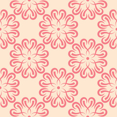 Pink floral seamless pattern on beige background