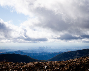 los angeles skyline from angeles crest highway
