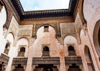 Interior of Al-Attarine Madrasa (Islamic Training Center), Fez, Morocco.