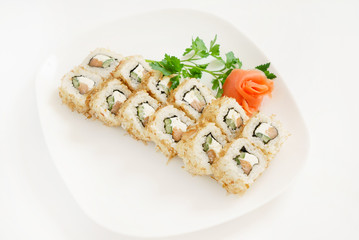sushi on the white plate