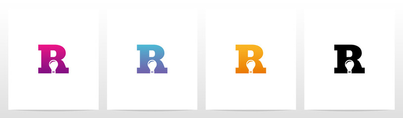 Lightbulb On Letter Logo Design R