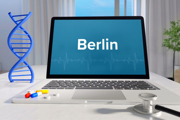 Berlin – Medicine/health. Computer in the office with term on the screen. Science/healthcare