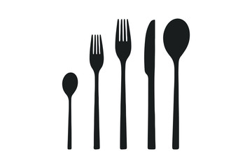 Vector illustration eps10 - small spoon, fork, knife, big spoon. 