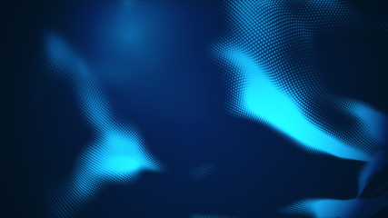 Dot blue wave light screen gradient texture background. Abstract  technology big data digital background. 3d rendering.