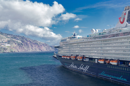 The cruise ship Mein Schiff 5 in the port of Funchal, Madeira, Portugal, on December 17, 2019