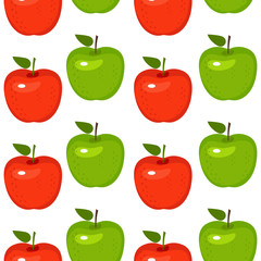 Apple seamless pattern. Vector illustration of fresh vegetable in a flat style.