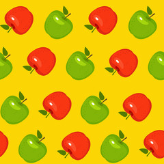 Apple seamless pattern. Vector illustration of fresh vegetable in a flat style.