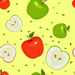 Apple seamless pattern. Vector illustration of fresh vegetable in a flat style.