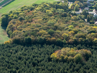 vue aérienne de la forêt à l'automne dans les Yvelines en France