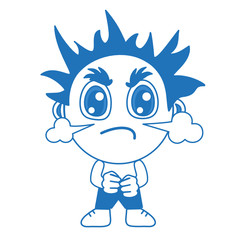emoticon with a cool angry boy, from which nose comes steam from rage, bluer vector clip art on isolated background