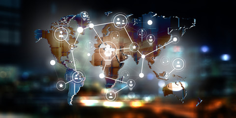 Concept of global networking . Mixed media