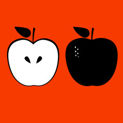 Apples on red background. Vector illustration.