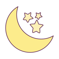 Isolated night moon and stars vector design