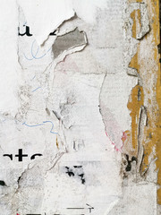 Old grunge ripped torn vintage posters creased crumpled paper surface texture background