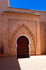 Wooden door of the mosque of Koutoubia, Marrakesh, Morocco. Vertical.