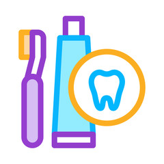 Toothbrush And Paste Icon Vector. Outline Toothbrush And Paste Sign. Isolated Contour Symbol Illustration