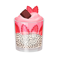 Tasty Sweet Delicious Dessert Made of Cream and Fresh Strawberries Vector Illustration