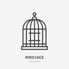Bird cage line icon, vector pictogram of birdcage. Illustration, sign for pet shop