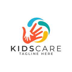 Kids Care Logo Design Vector Template 
