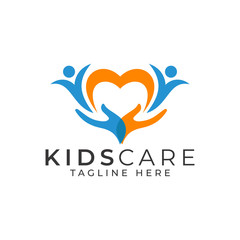 Kids Care Logo Design Vector Template 