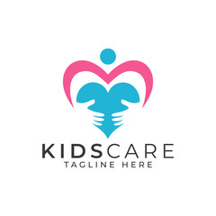 Kids Care Logo Design Vector Template 