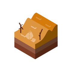 Isolated isometric desert and branches vector design