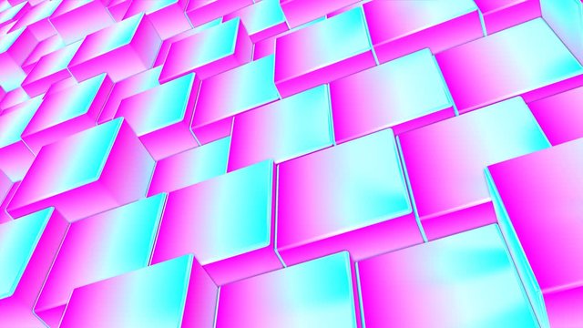 composition of slowly moving neon rectangles. Abstract animated background. 3d render