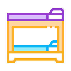 Bunk Bed Sleeping Time Icon Vector. Outline Bunk Bed Sleeping Time Sign. Isolated Contour Symbol Illustration