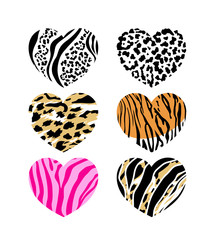 Abstract animal print in heart shape. Wild animals pattern. background texture. Modern abstract design for paper, cover, fabric and interior decoration.