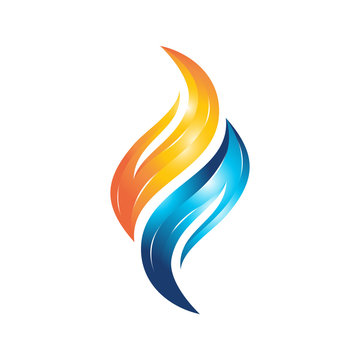 colorful flame water vector logo template
