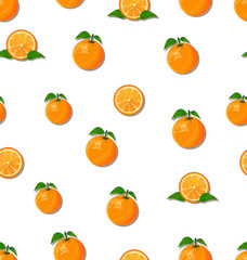 Oranges slices on a white background seamless pattern