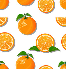 Oranges slices on a white background seamless pattern