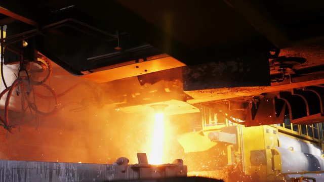 Iron foundry. Continuous casting machine. Casting of steel