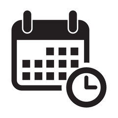 calendar and clock time, date, event, deadline, agenda icon
